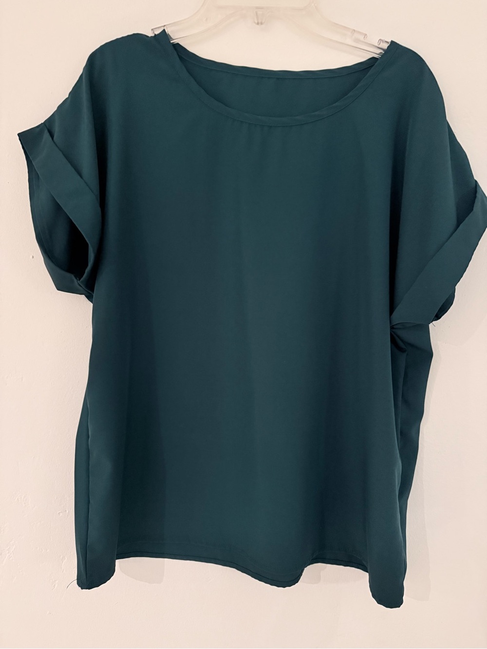 SHEIN Teal Relaxed Short-Sleeve Blouse